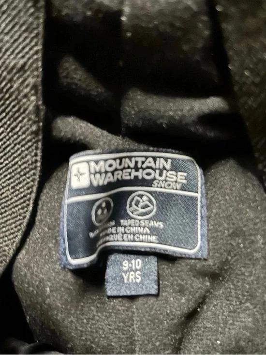 Youth Mountain Warehouse Snow Black Snow Pants Suspenders Size 9/10 Double Knee - Picture 4 of 4